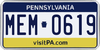 PA license plate MEM0619