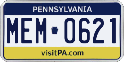 PA license plate MEM0621