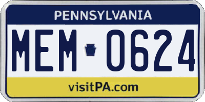 PA license plate MEM0624