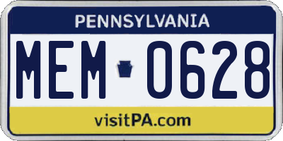 PA license plate MEM0628