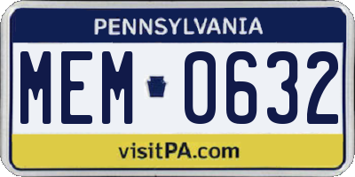 PA license plate MEM0632
