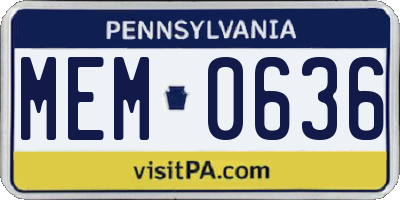 PA license plate MEM0636