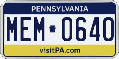 PA license plate MEM0640