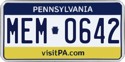 PA license plate MEM0642