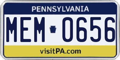 PA license plate MEM0656
