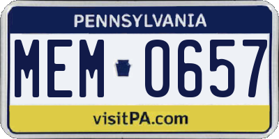 PA license plate MEM0657