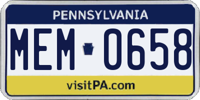 PA license plate MEM0658