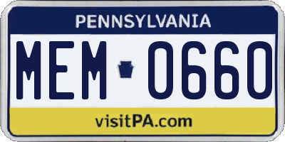PA license plate MEM0660