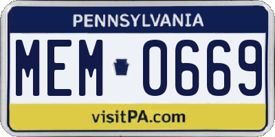 PA license plate MEM0669
