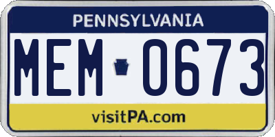 PA license plate MEM0673