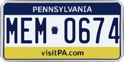 PA license plate MEM0674
