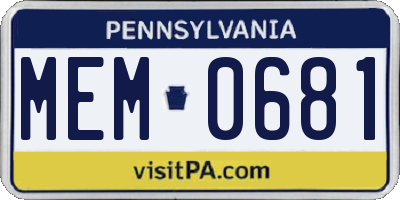 PA license plate MEM0681