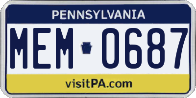 PA license plate MEM0687