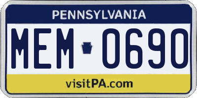 PA license plate MEM0690
