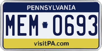 PA license plate MEM0693