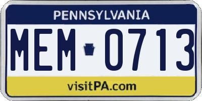 PA license plate MEM0713