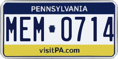 PA license plate MEM0714