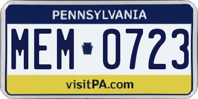 PA license plate MEM0723