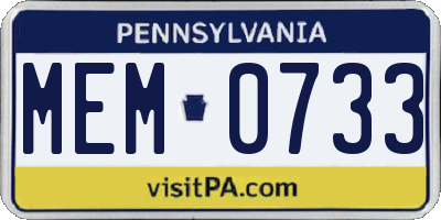 PA license plate MEM0733