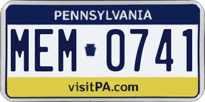 PA license plate MEM0741