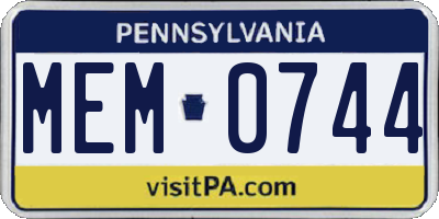 PA license plate MEM0744