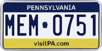 PA license plate MEM0751