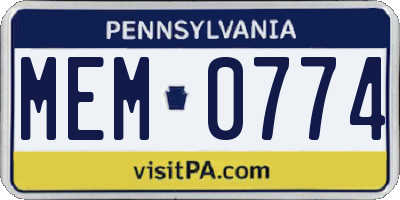 PA license plate MEM0774