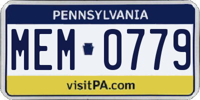 PA license plate MEM0779