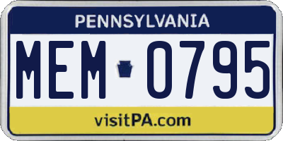 PA license plate MEM0795
