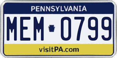 PA license plate MEM0799