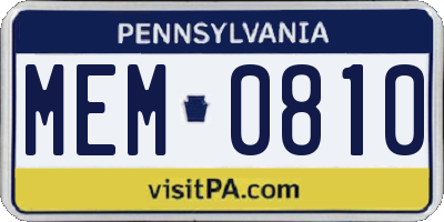 PA license plate MEM0810