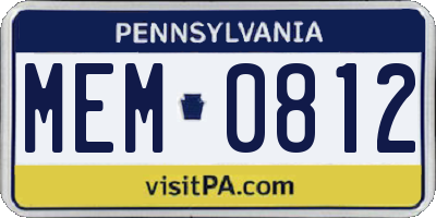 PA license plate MEM0812