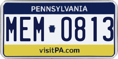 PA license plate MEM0813