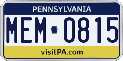 PA license plate MEM0815