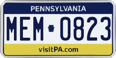 PA license plate MEM0823
