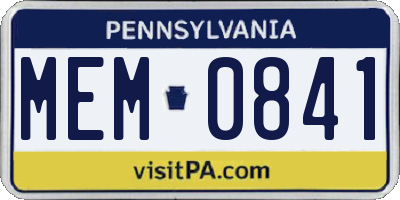 PA license plate MEM0841