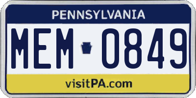 PA license plate MEM0849