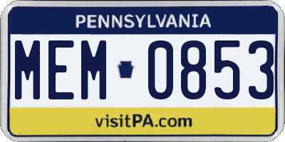 PA license plate MEM0853
