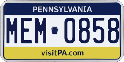 PA license plate MEM0858
