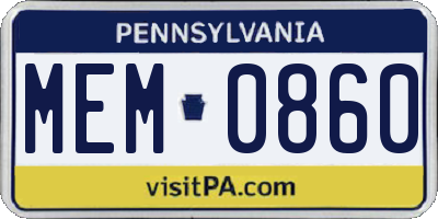 PA license plate MEM0860