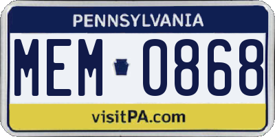 PA license plate MEM0868