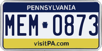 PA license plate MEM0873