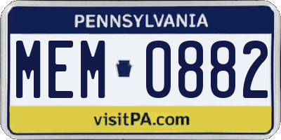 PA license plate MEM0882