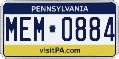 PA license plate MEM0884