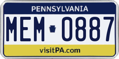 PA license plate MEM0887