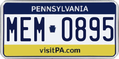 PA license plate MEM0895