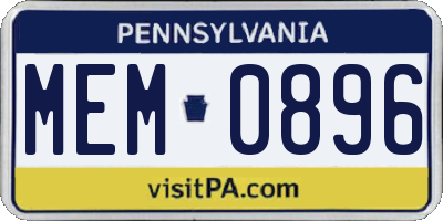 PA license plate MEM0896