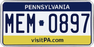 PA license plate MEM0897