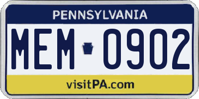 PA license plate MEM0902