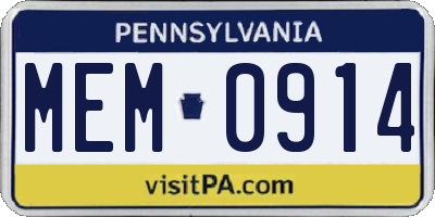PA license plate MEM0914